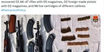 पठानकोट में बड़ा आतंकी षड्यंत्र नाकाम, घातक हथियार जब्त